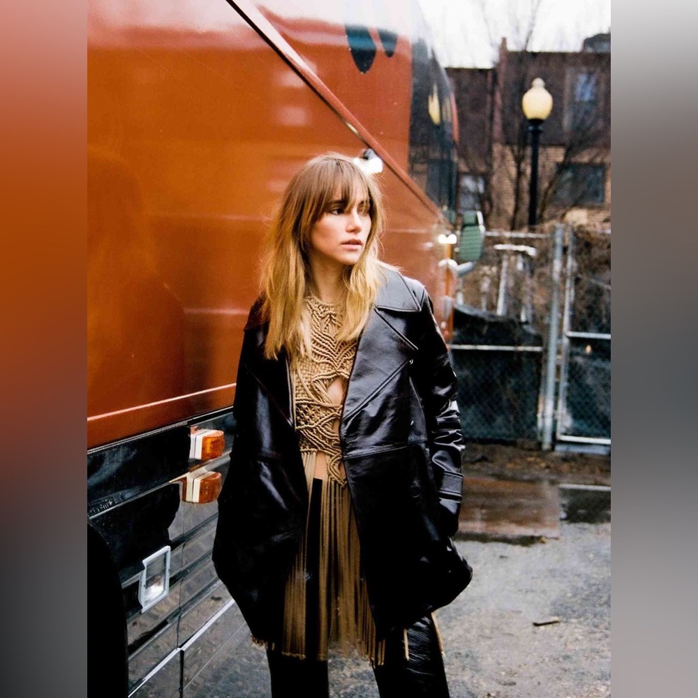 Vericci Tan Suede Fringe Leather Coat • Western Boho Festival Jacket (S) - Picture 11 of 15